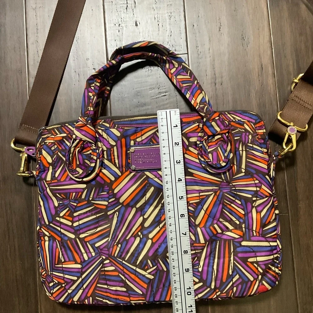 Marc By Marc Jacobs Quilted Multicolor Belted Padded Laptop Bag Gold Hardware